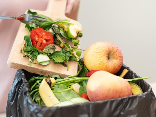 Poubelle remplit de végétaux encore consommable pour montrer le gaspillage alimentaire