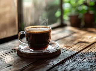 coffee cup on a wooden table